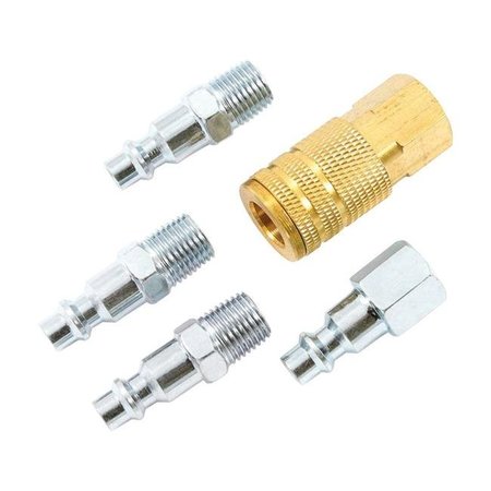 FORNEY Forney 1892595 5 Piece Brass & Steel Air Coupler & Plug Set - 0.25 in. Female; Male NPT I & M 1892595